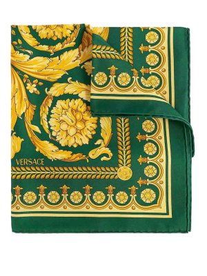 VERSACE: scarves - Foulard Barocco 92 Printed Bio Silk Twill