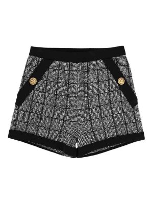 Balmain: Trousers Shorts - Cotton Tweed Shorts