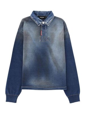 DSQUARED2: camicie - Polo Con Effetto Denim