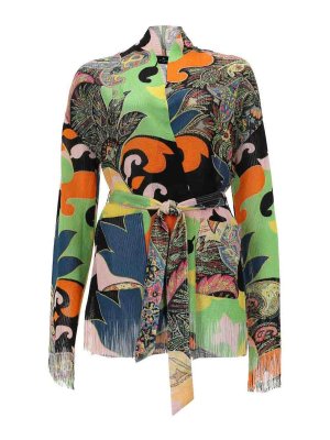 ETRO: maglia collo rotondo - Cardigan Con Frange