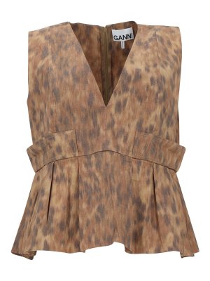 GANNI: shirts - Cotton blouse with print