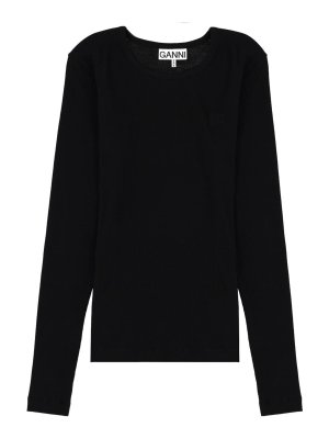 GANNI: Tops & Tank tops - Long Sleeve Top With Logo