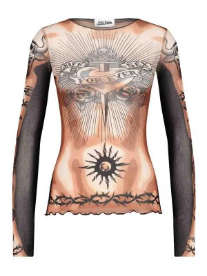 JEAN PAUL GAULTIER: Top e canotte - Top con stampa tatuaggio sicuro del sesso