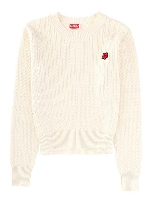 KENZO: Strickpullover mit Rundhalsausschnitt - Rundhalspullover - Hellrosa