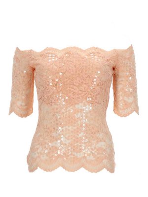 RABANNE: Top e canotte - Top In Pizzo Con Paillettes