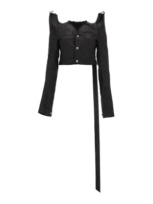 RICK OWENS: denim jacket - Tec Trucker Denim Jacket