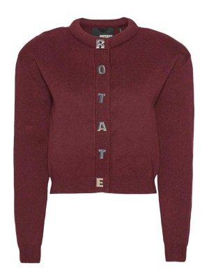 ROTATE Birger Christensen: Strickpullover mit Rundhalsausschnitt - Rundhalspullover - Dunkelrot