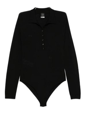 Pinko: Tops & Tank tops - Ajaccio Body Fine Pure Merino Black Limousine
