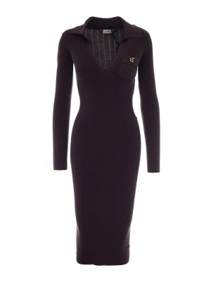 ELISABETTA FRANCHI: abiti al ginocchio - Abito Di Maglia Dark Chocolate