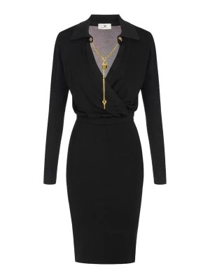 ELISABETTA FRANCHI: Knielange Kleider - Knielanges Kleid - Schwarz