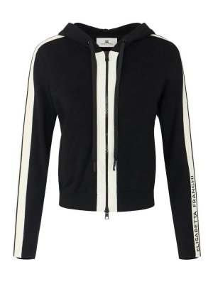 ELISABETTA FRANCHI: cardigans - Maglia Tricot Nero/Burro