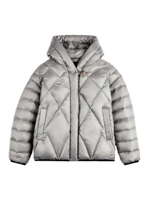 FAY: casual jackets - Argyle Degrade Down Jacket With Platinum Hood