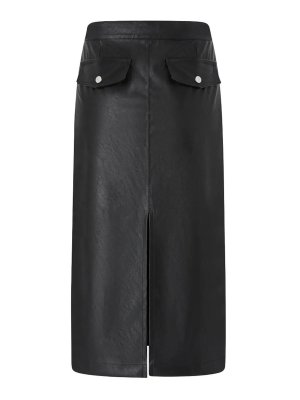Pinko: gonne al ginocchio  e longuette - Gerbera Gonna Spalmato Effetto Nero Limousine