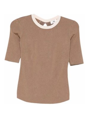 ELISABETTA FRANCHI: maglia collo rotondo - Maglia Tricot Argilla