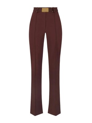 ELISABETTA FRANCHI: casual trousers - Trousers with cocoa belt
