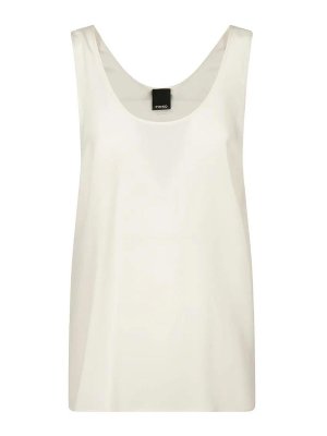 Pinko: Top e canotte - Crazy Canottiera Crepe De Chin Bianco Cigno
