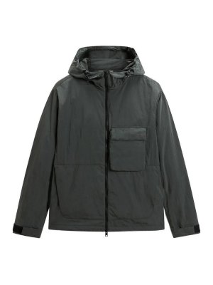 WOOLRICH: casual jackets - Shiny Nylon Hooded Jacket Forest Veil