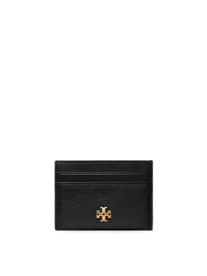 TORY BURCH: wallets & purses - Charlie Quilted Card Case Black