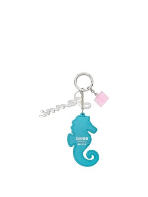 GANNI: key holders - Seahorse Strass Charm Scuba Blue
