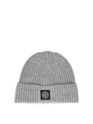 STONE ISLAND: hats & caps - Beanie Rws Grey Melange
