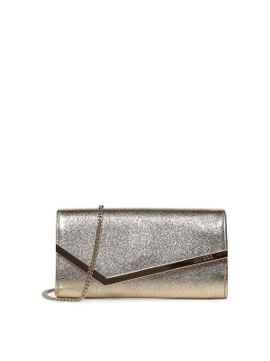 JIMMY CHOO: borse a tracolla - Emmie Brilliance Fabr Platinum Ice