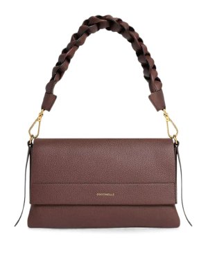 COCCINELLE: shopper - Borsa a mano in doppia pelle granata