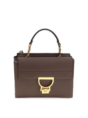 COCCINELLE: shopper - Borsa a mano in pelle martellata/bacca