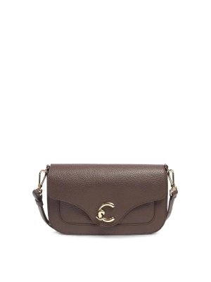 COCCINELLE: shopper - Borsa a mano in pelle martellata/bacca