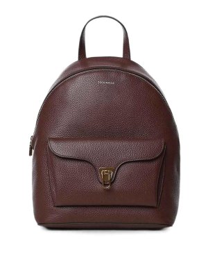 COCCINELLE: shopper - Borsa a mano in pelle martellata/bacca