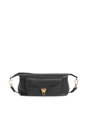 COCCINELLE: shopper - Borsa a mano in pelle granata/noir