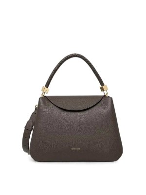 COCCINELLE: shopper - Borsa a mano Pelle Granata/Fango