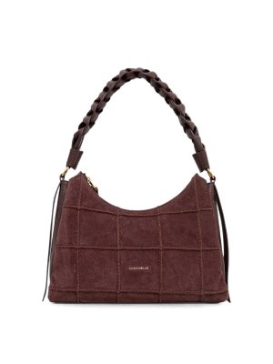 COCCINELLE: shopper - Borsa a mano in camoscio check Embr