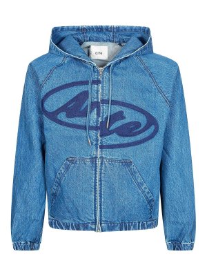 ARTE: denim jacket - Split Logo Denim Hood Jacket