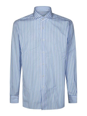 XACUS: shirts - Wide Stripe Shirt with French Collar