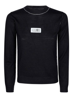 MM6 MAISON MARGIELA: Strickpullover mit Rundhalsausschnitt - Rundhalspullover - Schwarz