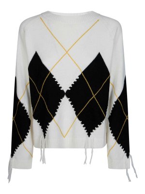 Pinko: Strickpullover mit Rundhalsausschnitt - Rundhalspullover - Weiß
