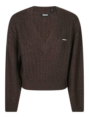 ROTATE Birger Christensen: crew necks - Cable V Neck Sweater