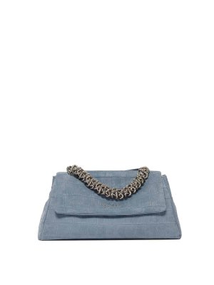 ORCIANI: totes bags - Sveva Longuette Croc Print Suede Metal Handle