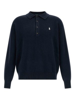 POLO RALPH LAUREN: Strickpullover mit Rundhalsausschnitt - Rundhalspullover - Blau