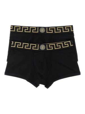VERSACE: Swim shorts & swimming trunks - 2-pack boxer trunk 'greca' pattern