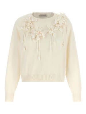 ALBERTA FERRETTI: Strickpullover mit Rundhalsausschnitt - Rundhalspullover - Weiß