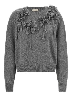 ALBERTA FERRETTI: Strickpullover mit Rundhalsausschnitt - Rundhalspullover - Grau