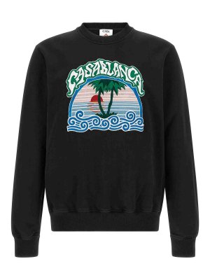 CASABLANCA: Sweatshirts & Sweaters - palm tree emblem' embroidered sweatshirt