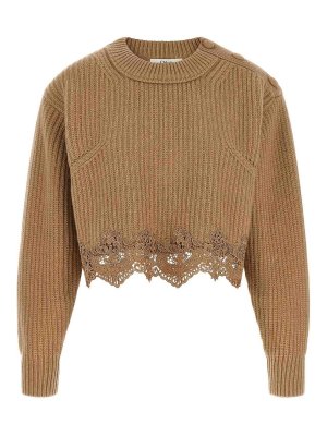 CHLOE': crew necks - Cropped lace sweater