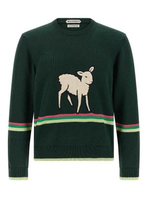 J.W. ANDERSON: Strickpullover mit Rundhalsausschnitt - Rundhalspullover - Grün