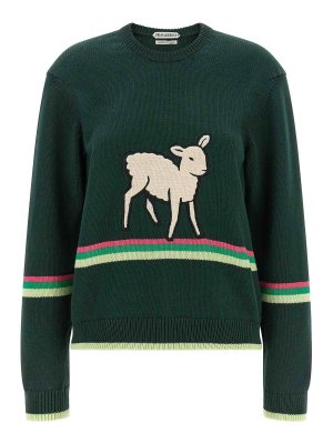 J.W. ANDERSON: Strickpullover mit Rundhalsausschnitt - Rundhalspullover - Grün