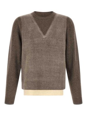 Maison Margiela: Suéteres con cuello pico - Suéter Cuello Redondo - Marrón