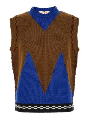 Marni: vests - M-shaped intarsia vest