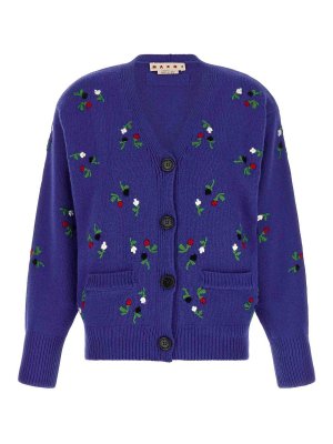 Marni: cardigan - Cardigan con ricamo floreale
