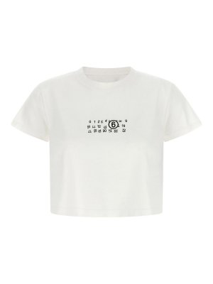 MM6 MAISON MARGIELA: t-shirt - T-shirt capovolta con scritta numerica mm6